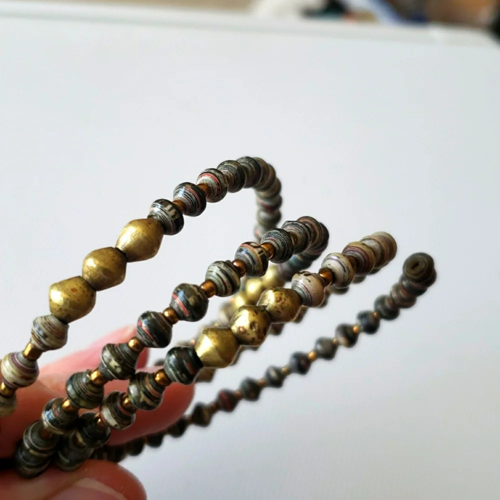 Bead For Life Paper Beaded Spiral Bracelet and Earring Set
